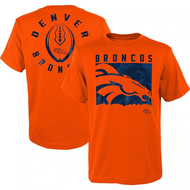 Men's Denver Broncos Orange Preschool Liquid Camo Logo T-Shirt